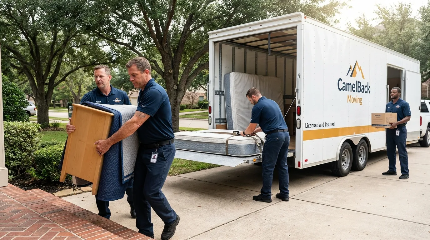 Crew loading residential truck for cross-state move from Ferndale, MI