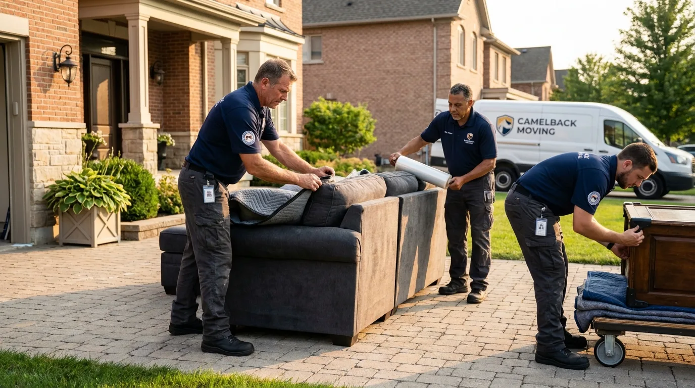 Large estate moving crew wrapping furniture in Ferndale, MI
