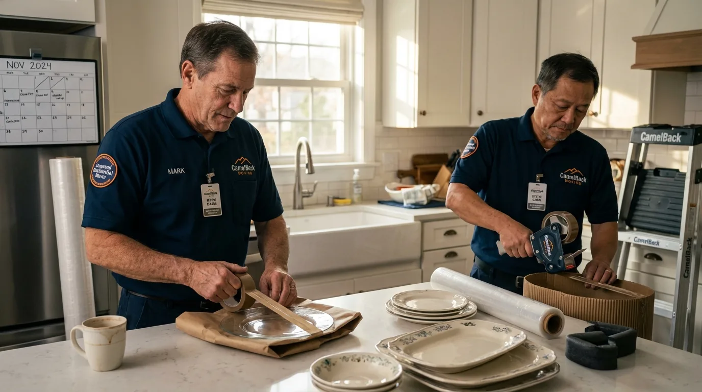 Professional crew packing kitchen dishware in Ferndale, MI